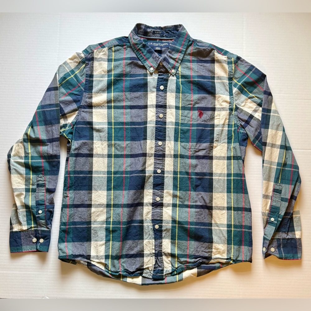U.S. Polo Assn. Men's Multicolor Plaid Shirt Size XL (0022)A7